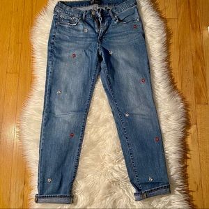 Women’s Gap Girlfriend Floral Embroidered Jeans 28